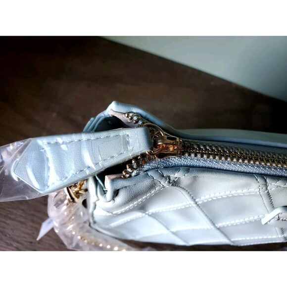 Simply Southern Mint Blue Green Crossbody Bag Gold Chain Quilted Pattern NWT - Picture 9 of 11
